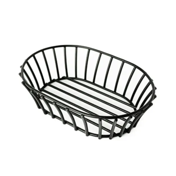 Cestino pane filo INOX nero oval.24x14,5