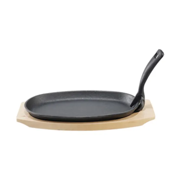 Bistecchiera ghisa con piattinoiatto legno 28x14
