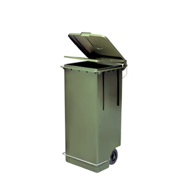 Bidone politene con piattino+ruote 80lt verde