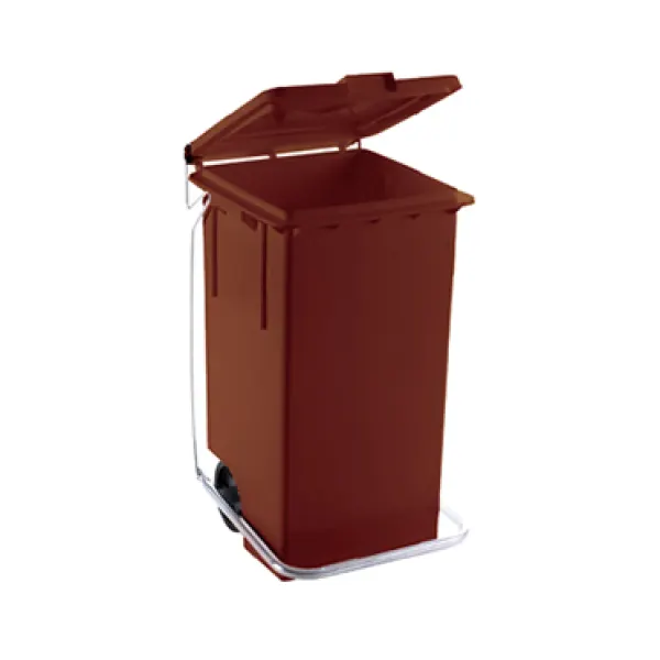 Bidone politene con piattino+ruote 100 marrone