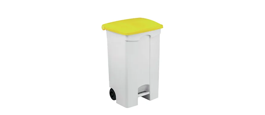 Bidone polit.con piattino lt.90 con coperchio giallo