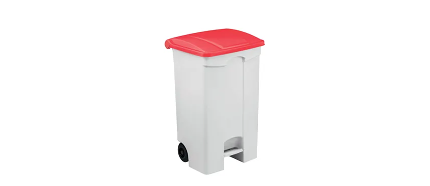 Bidone polit.con piattino lt.90 con coperchio rosso