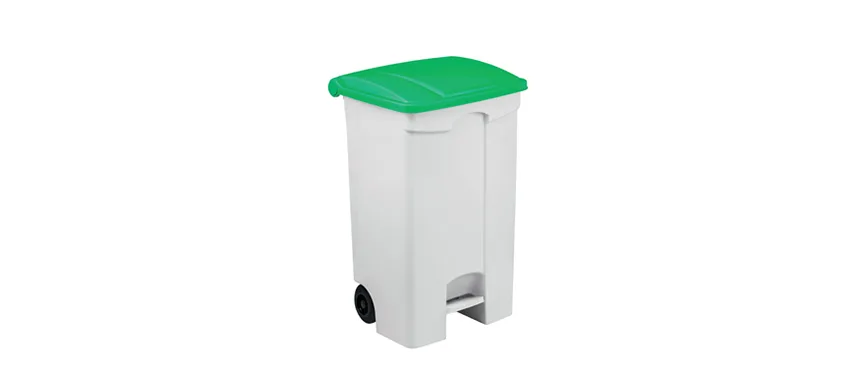 Bidone polit.con piattino lt.90 con coperchio verde