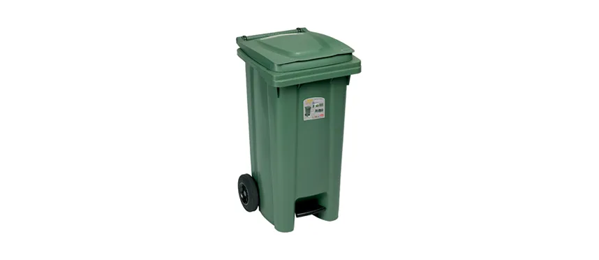 Bidone carrellato con piattino lt.120 verde