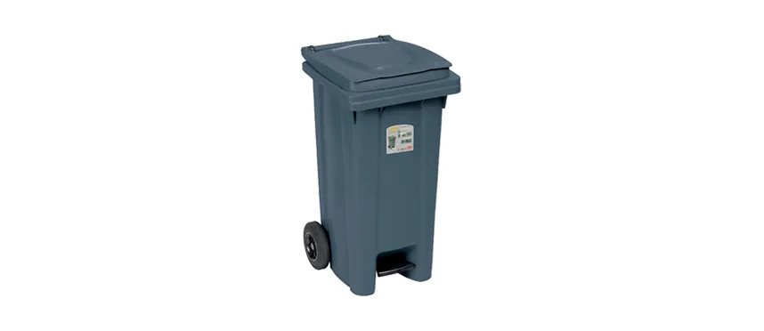 Bidone carrellato con piattino lt.120 grigio