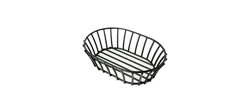 Cestino pane filo INOX nero oval.24x14,5
