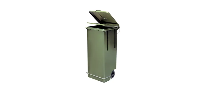 Bidone politene con piattino+ruot.100 verde