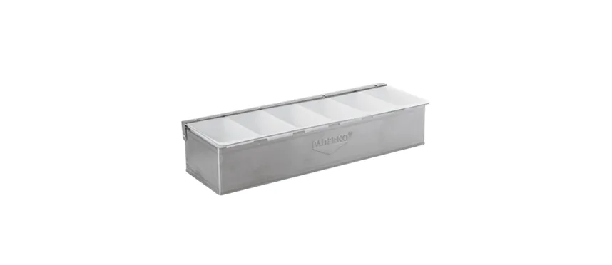 Paderno cont.6 scomp.inox con coperchio 47x16 h10
