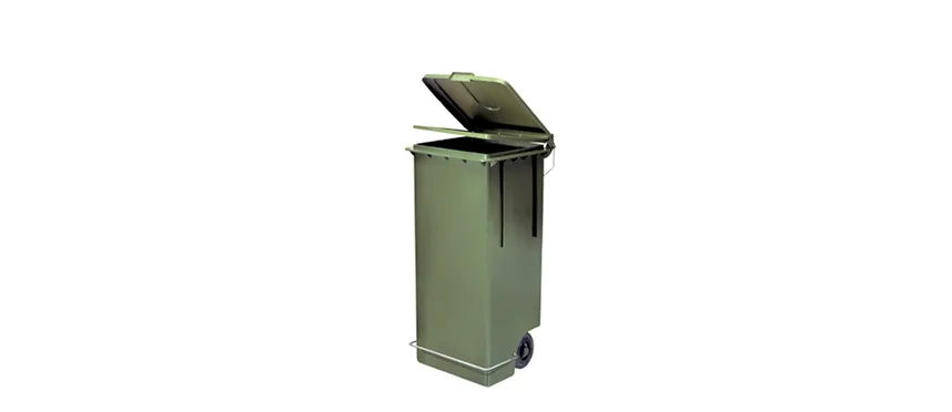 Bidone politene con piattino+ruote 80lt verde