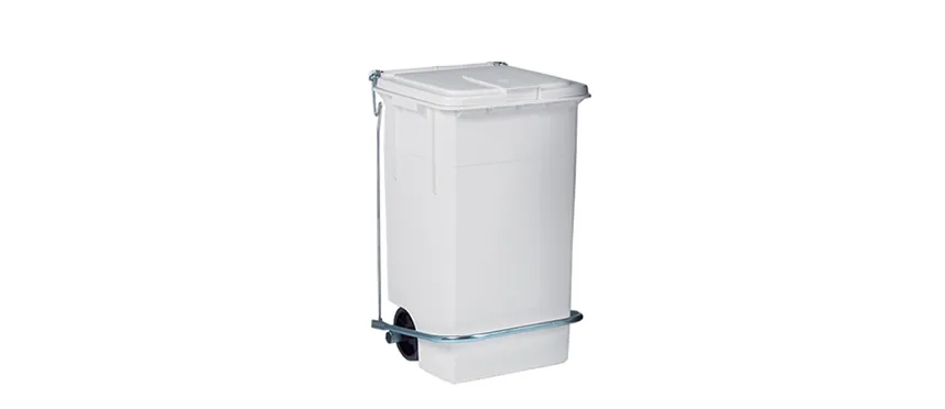 Bidone politene con piattino+ruot.100 b.co