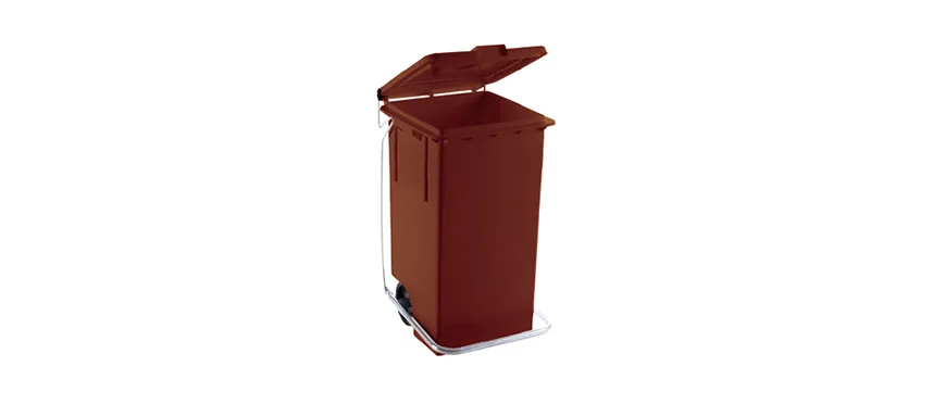 Bidone politene con piattino+ruote 100 marrone